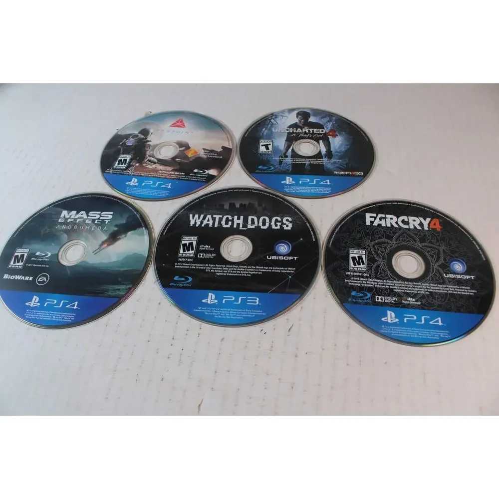 5 game Sony PS4/3 Lot: Andromada, Watch Dogs, Farcry 4, Uncharted 4, Farpoint
